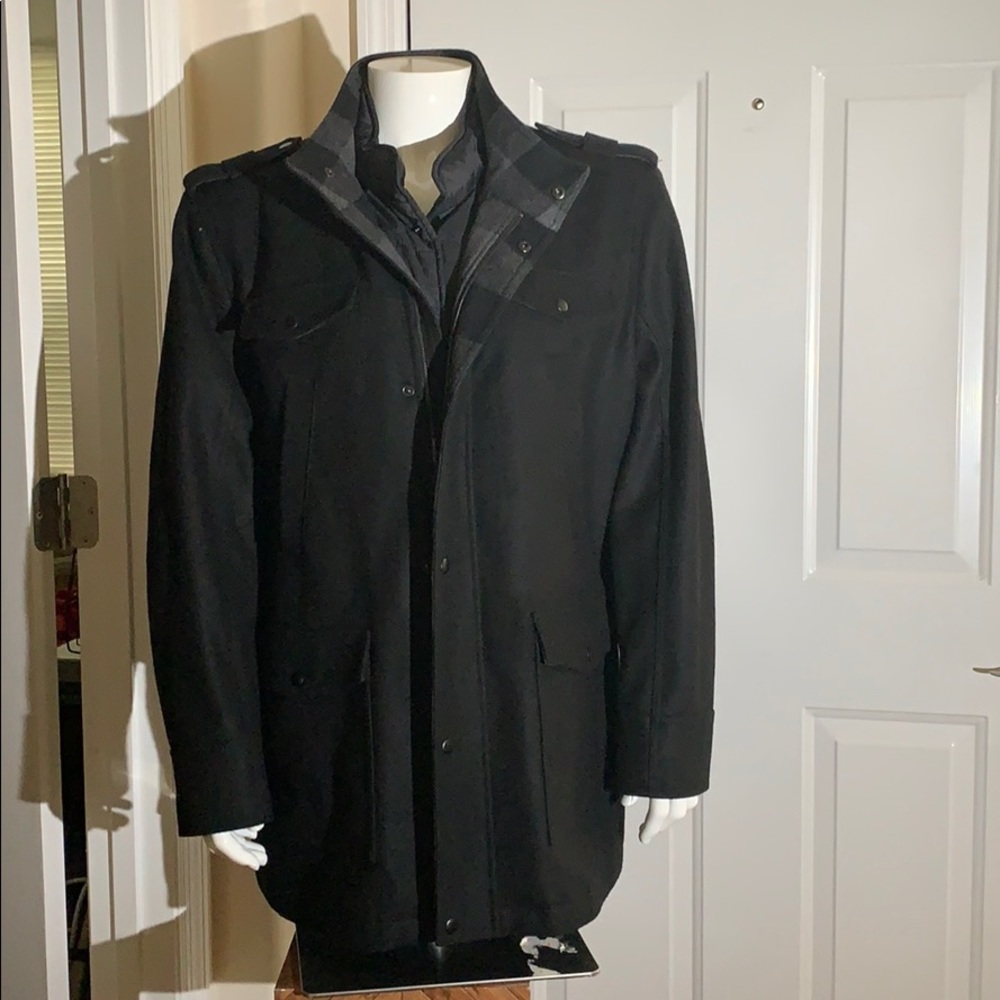 Murano Wool Blend Car Coat with Removeable Bib